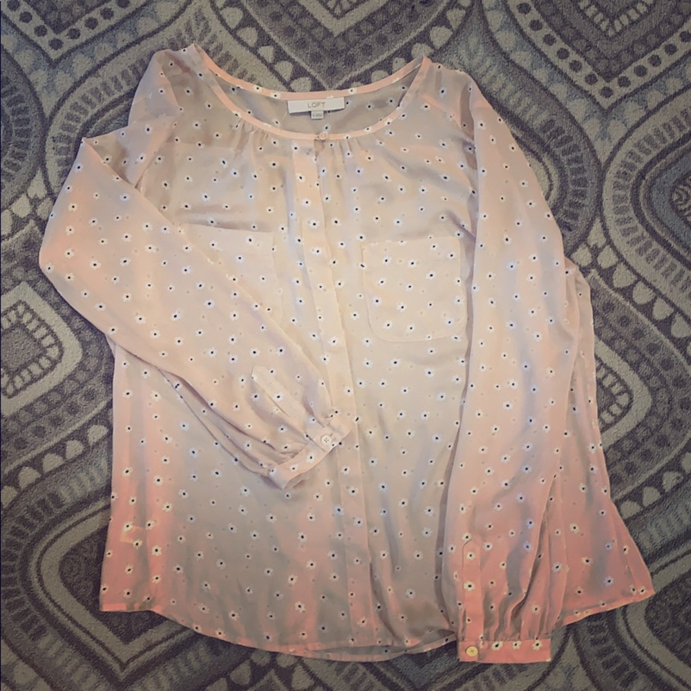 Sheer pink LOFT blouse